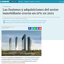 Las fusiones y adquisiciones del sector inmobiliario crecen un 11% en 2021